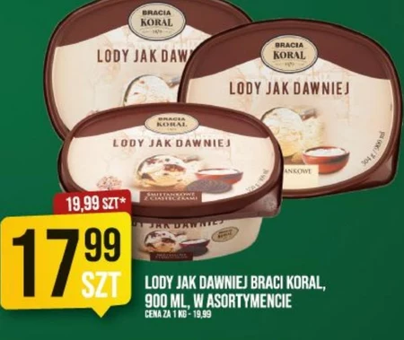 Bracia Koral Jak dawniej Lody śmietanowe 900 ml