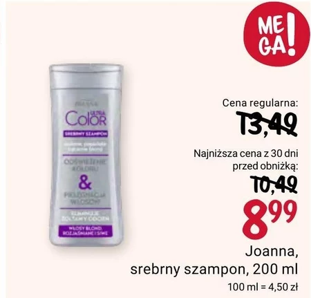 Joanna Ultra Color Srebrny szampon srebrne popielate odcienie blond 200 ml