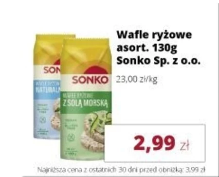 Sonko Wafle ryżowe z solą morską 130 g (14 sztuk)