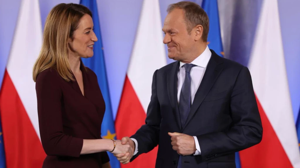 Donald Tusk i Roberta Metsola w KPRM Donald Tusk i Roberta Metsola w KPRM