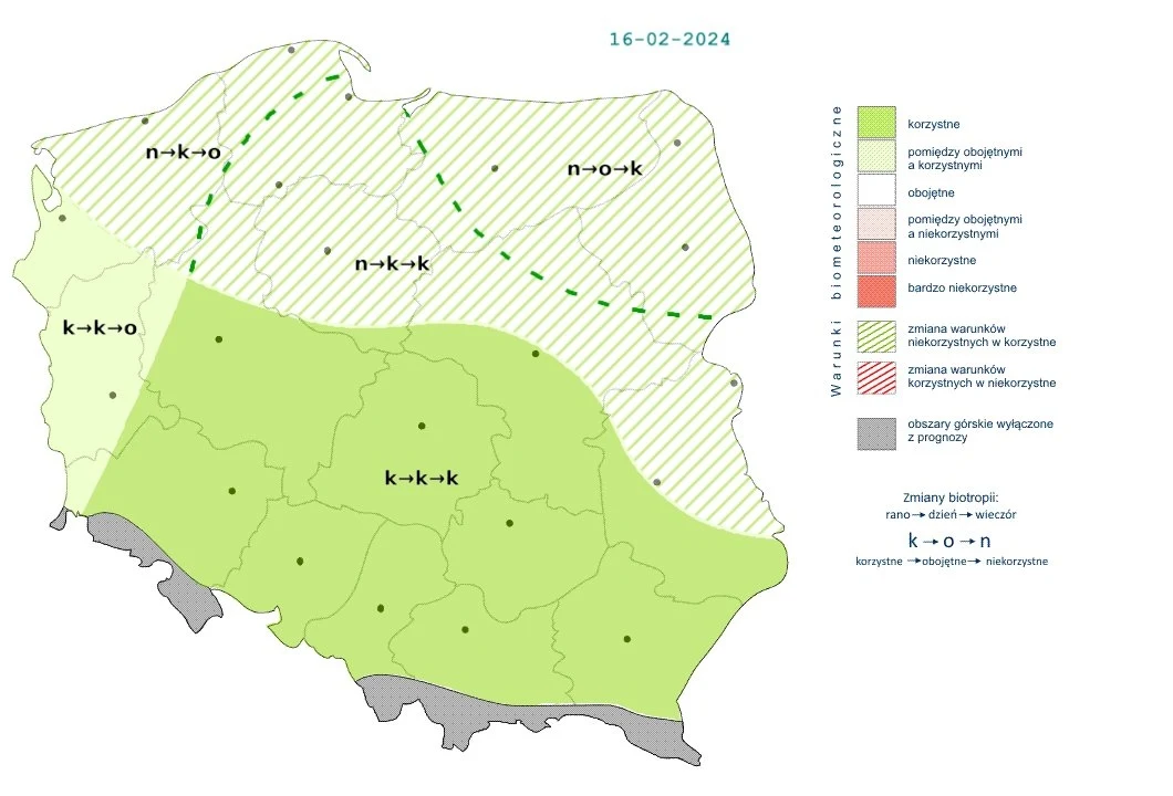 Choć na północy warunki biometeorologiczne rano będą niekorzystne, to szybko się poprawią i później w całej Polsce będą już korzystne Choć na północy warunki biometeorologiczne rano będą niekorzystne, to szybko się poprawią i później w całej Polsce będą już korzystne