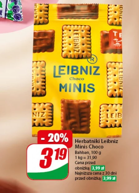 Leibniz Choco Minis Herbatniki w czekoladzie mlecznej 100 g