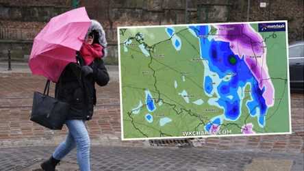 W poniedziałek niemal wszędzie będzie padać deszcz. We wschodniej części kraju po południu pojawią się też opady deszczu ze śniegiem i śniegu. W ciągu dnia mrozów jednak nie będzie