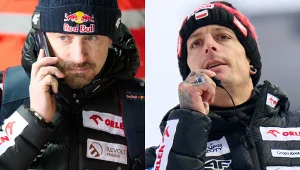 Skoki narciarskie. Na zdjęciu prezes PZN Adam Małysz oraz trener polskich skoczków Thomas Thurnbichler