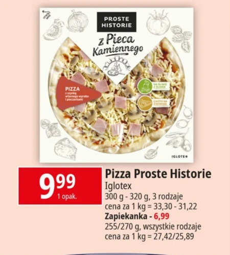 Proste Historie z Pieca Kamiennego Pizza z szynką własnego wyrobu i pieczarkami 320 g