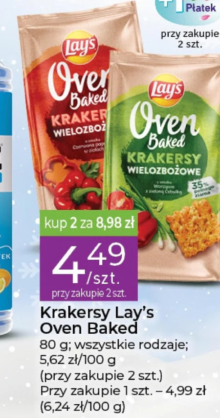 Lay's Oven Baked Krakersy wielozbożowe o smaku warzywa z zieloną cebulką 80 g