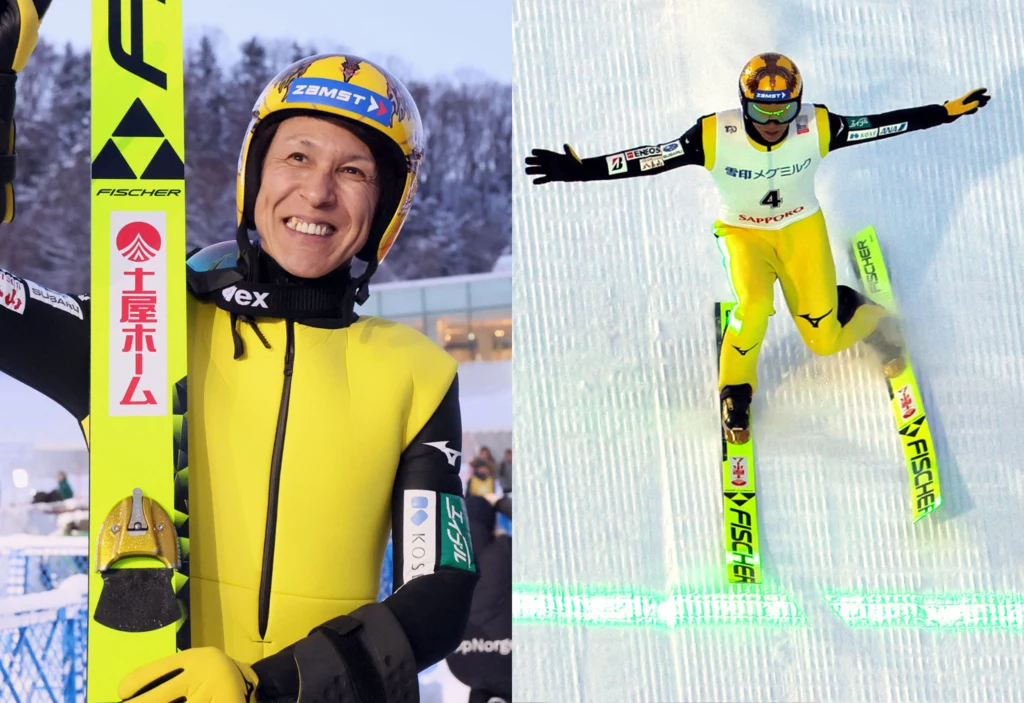 Skoki narciarskie: Puchar Świata. Noriaki Kasai w akcji Skoki narciarskie: Puchar Świata. Noriaki Kasai w akcji