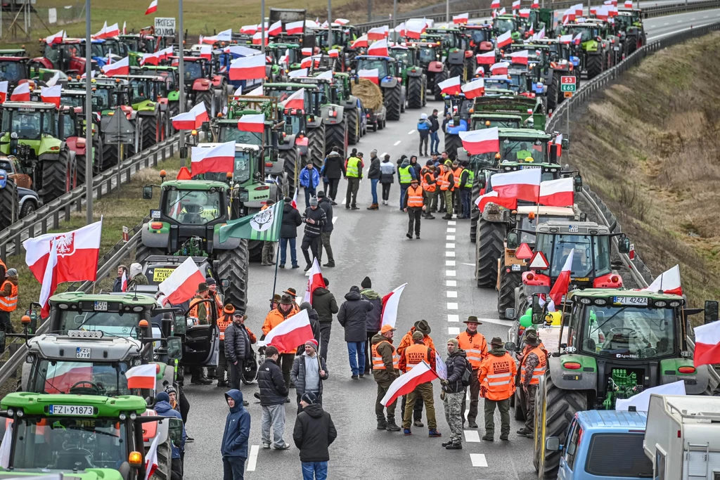 Protest rolników, okolice Sulechowa, 20 lutego 2024 