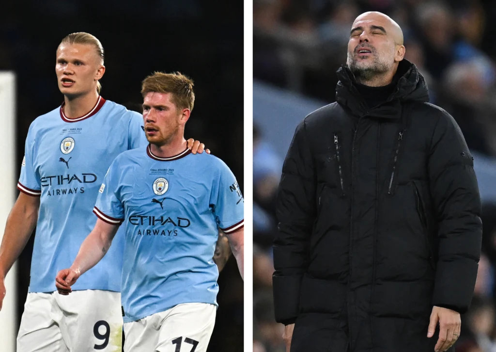 Czy Pep Guardiola będzie musiał od przyszłego sezonu radzić sobie w Manchesterze City bez Kevina De Bruyne (drugi z lewej)?