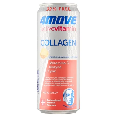 4MoveActive Vitamin Collagen Gazowany napój smak brzoskwiniowo-cytrusowy 330 ml - 1