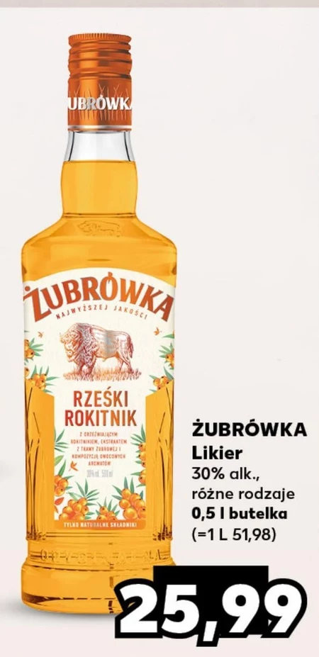 Żubrówka Napój spirytusowy rześki rokitnik 500 ml
