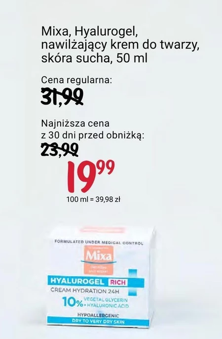 Krem nawilżający do twarzy Mixa