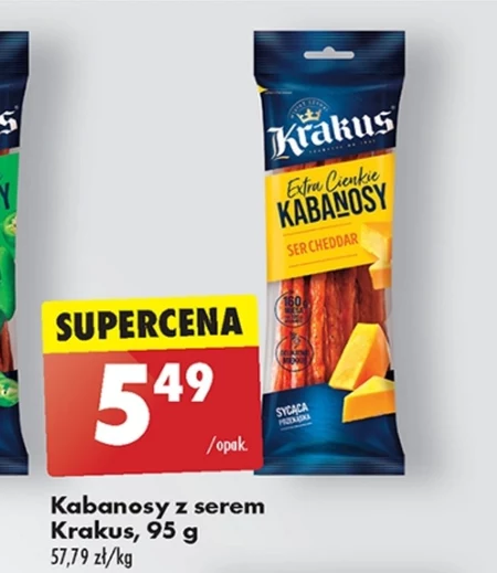 Krakus Extra cienkie kabanosy ser cheddar 95 g