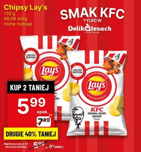 Lay's o smaku kurczaka KFC 130 g - Chipsy ziemniaczane