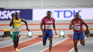 Od lewej: Ackeem Blake, Noah Lyles i Christian Coleman