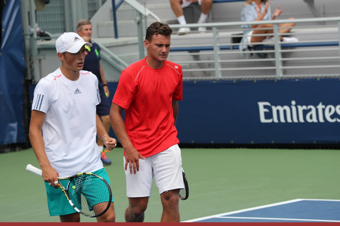 Kacper Żuk i Piotr Matuszewski podczas juniorskiego US Open 2016