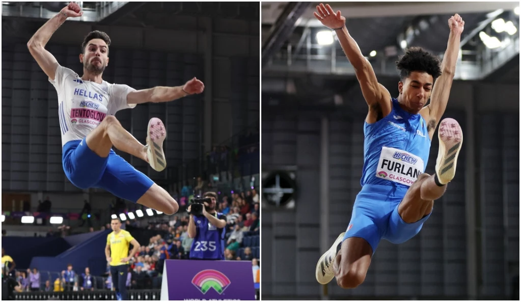 Miltiadis Tentoglou (po lewej) i Mattia Furlani Miltiadis Tentoglou (po lewej) i Mattia Furlani
