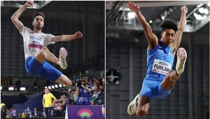 Miltiadis Tentoglou (po lewej) i Mattia Furlani