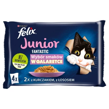 Felix Fantastic Junior Karma dla kociąt wybór smaków w galaretce 340 g (4 x 85 g) - 0