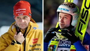 Skoki narciarskie. Trener niemieckich skoczków Stefan Hoerngacher oraz reprezentant Polski - Aleksander Zniszczoł