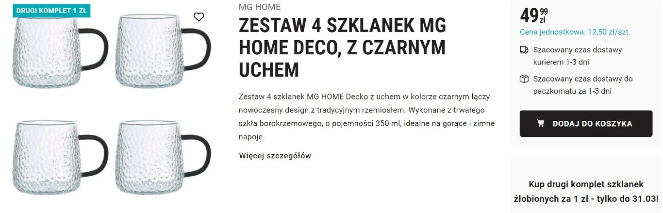 Zestaw szklanek za 1 zł w Biedronka Home!