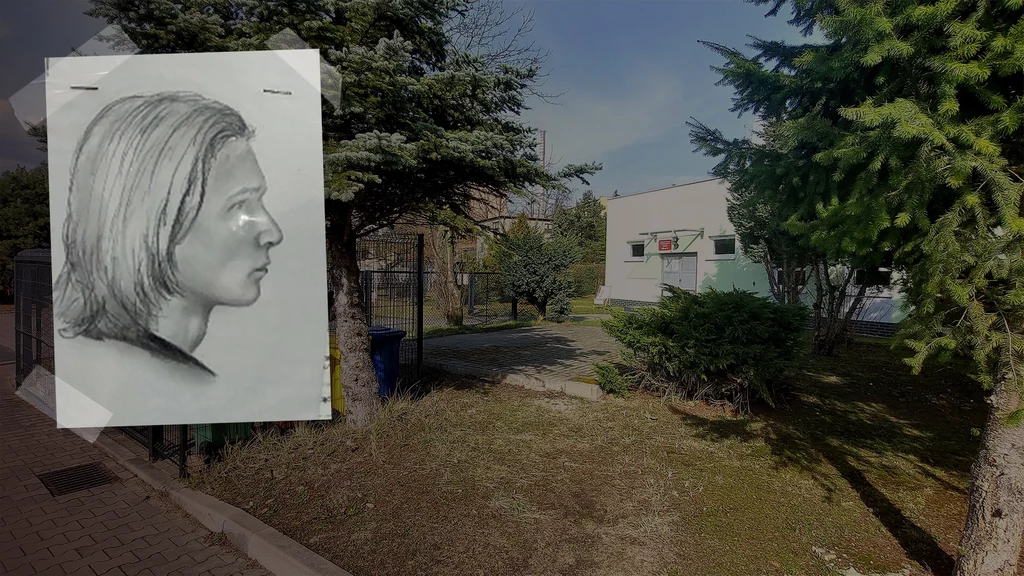 Miejsce zbrodni. Po lewej portret pamięciowy chłopaka, którego widział świadek Miejsce zbrodni. Po lewej portret pamięciowy chłopaka, którego widział świadek