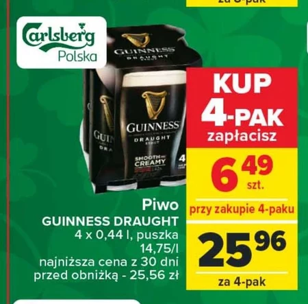 Guinness Draught Piwo ciemne 4 x 440 ml
