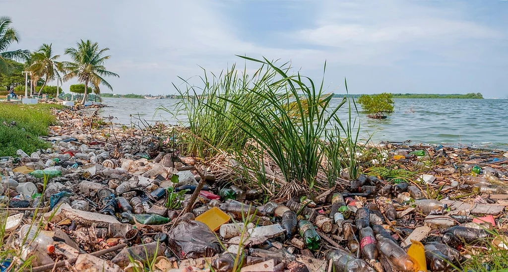 Negatywny wpływ człowieka na środowisko. Śmieci na brzegu Jeziora Maracaibo