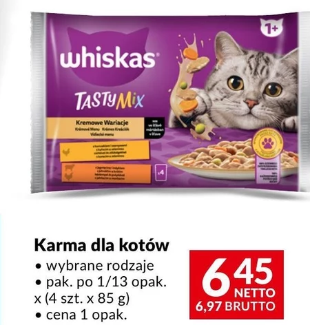 Whiskas Tasty Mix Mokra karma dla kotów kremowe wariacje sos 340 g (4 x 85 g)