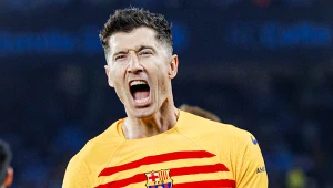 Robert Lewandowski celebrujący kolejne trafienie dla FC Barcelona