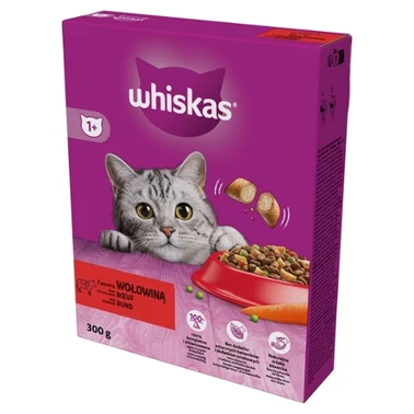 Whiskas Sucha karma dla dorosłych kotów z pyszną wołowiną 300 g - 0
