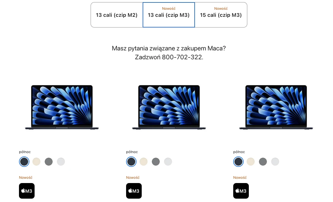 Laptopy MacBook Air dostępne obecnie w ofercie Apple.