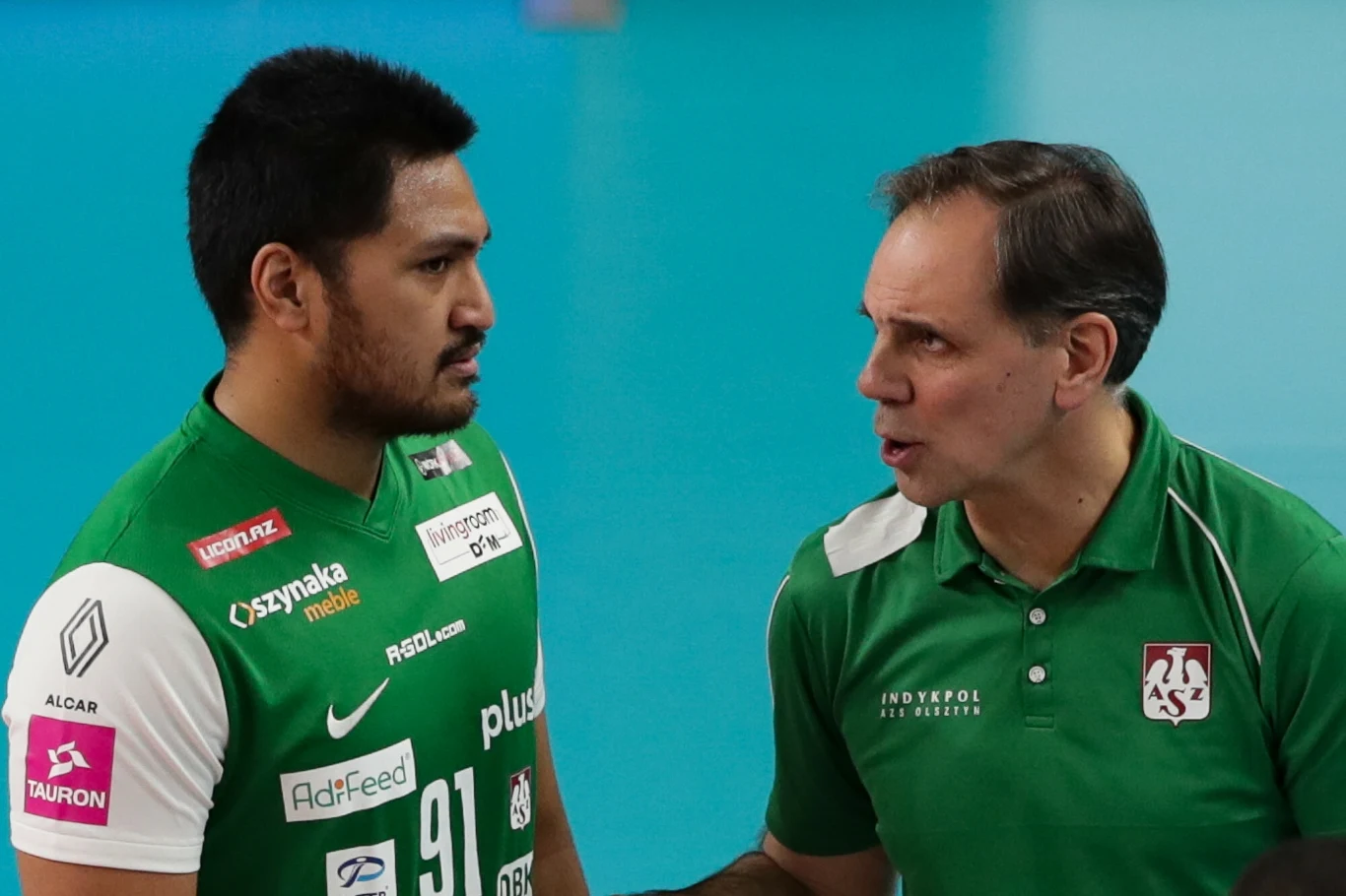 Joshua Tuaniga i trener Javier Weber (Indykpol AZS Olsztyn)
