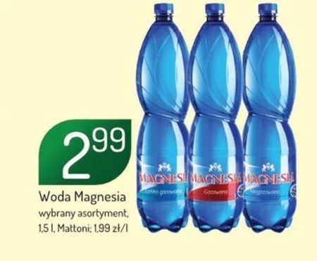 Magnesia Średniozmineralizowana naturalna woda mineralna gazowana 1,5 l