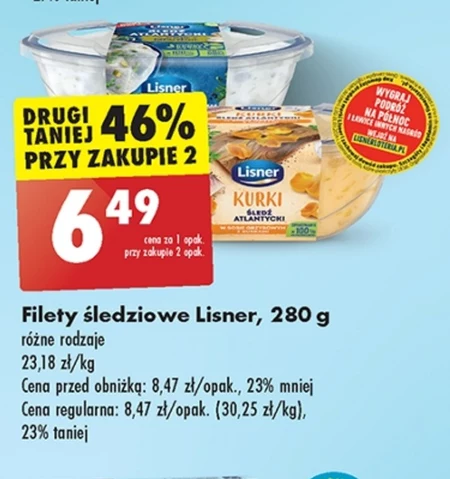 Lisner Śledź atlantycki w sosie grzybowym z kurkami 280 g