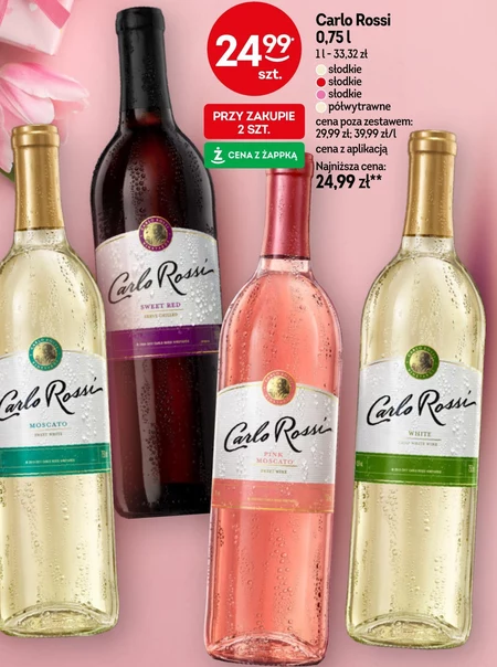Carlo Rossi Pink Moscato Wino różowe słodkie kalifornijskie 750 ml