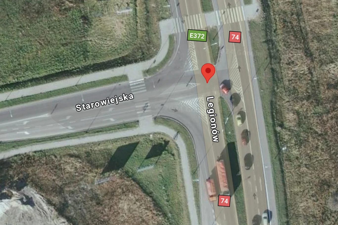 Skrzyżowanie ul. Legionów i ul. Starowiejskiej w Zamościu. W tym miejscu doszło do wypadku