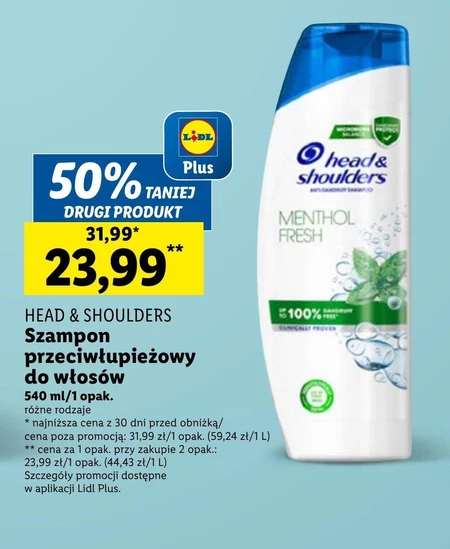 Head & Shoulders Menthol Fresh Szampon przeciwłupieżowy – usuwa do 100% łupieżu, 540 ml