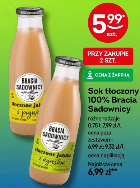 Bracia Sadownicy Sok tłoczone jabłko z agrestem 750 ml
