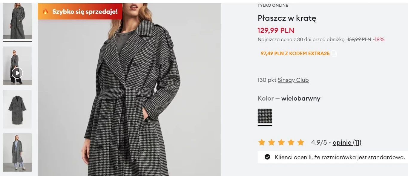 Modny płaszcz w promocji od Sinsay! Modny płaszcz w promocji od Sinsay!