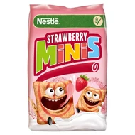 Nestlé Strawberry Minis Zbożowe kwadraciki o smaku truskawkowym 450 g