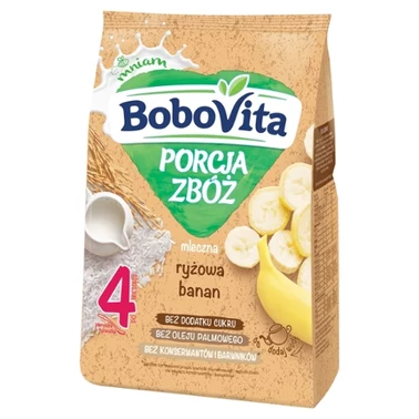 BoboVita Porcja zbóż Kaszka mleczna ryżowa banan po 4 miesiącu 210 g - 0