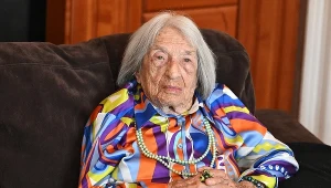 Agnes Keleti wciąż jest legendą na Węgrzech - na tym zdjęciu w roku poprzednich, 102. urodzin