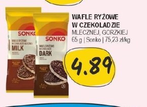 Sonko Wafle ryżowe w czekoladzie 65 g (4 sztuki) niska cena