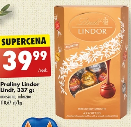 Lindt Lindor Praliny z czekolady mlecznej z kawałkami orzechów laskowych 337 g