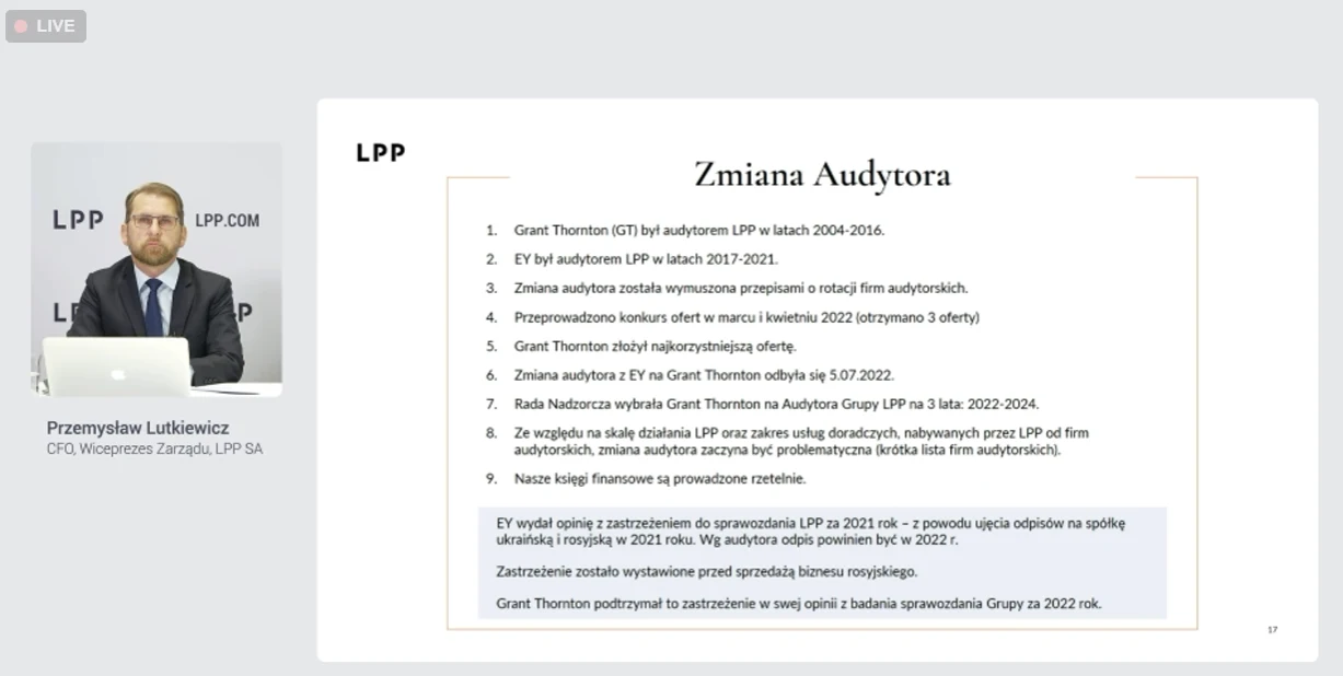 Przemysław Lutkiewicz, CFO LPP, wystąpił przed kamerą Przemysław Lutkiewicz, CFO LPP, wystąpił przed kamerą