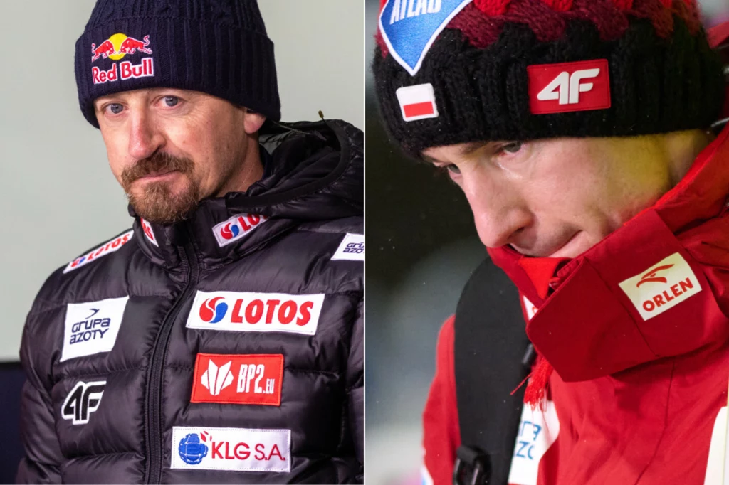 Skoki narciarskie. Prezes Polskiego Związku Narciarskiego Adam Małysz oraz nasz skoczek narciarski Kamil Stoch Skoki narciarskie. Prezes Polskiego Związku Narciarskiego Adam Małysz oraz nasz skoczek narciarski Kamil Stoch