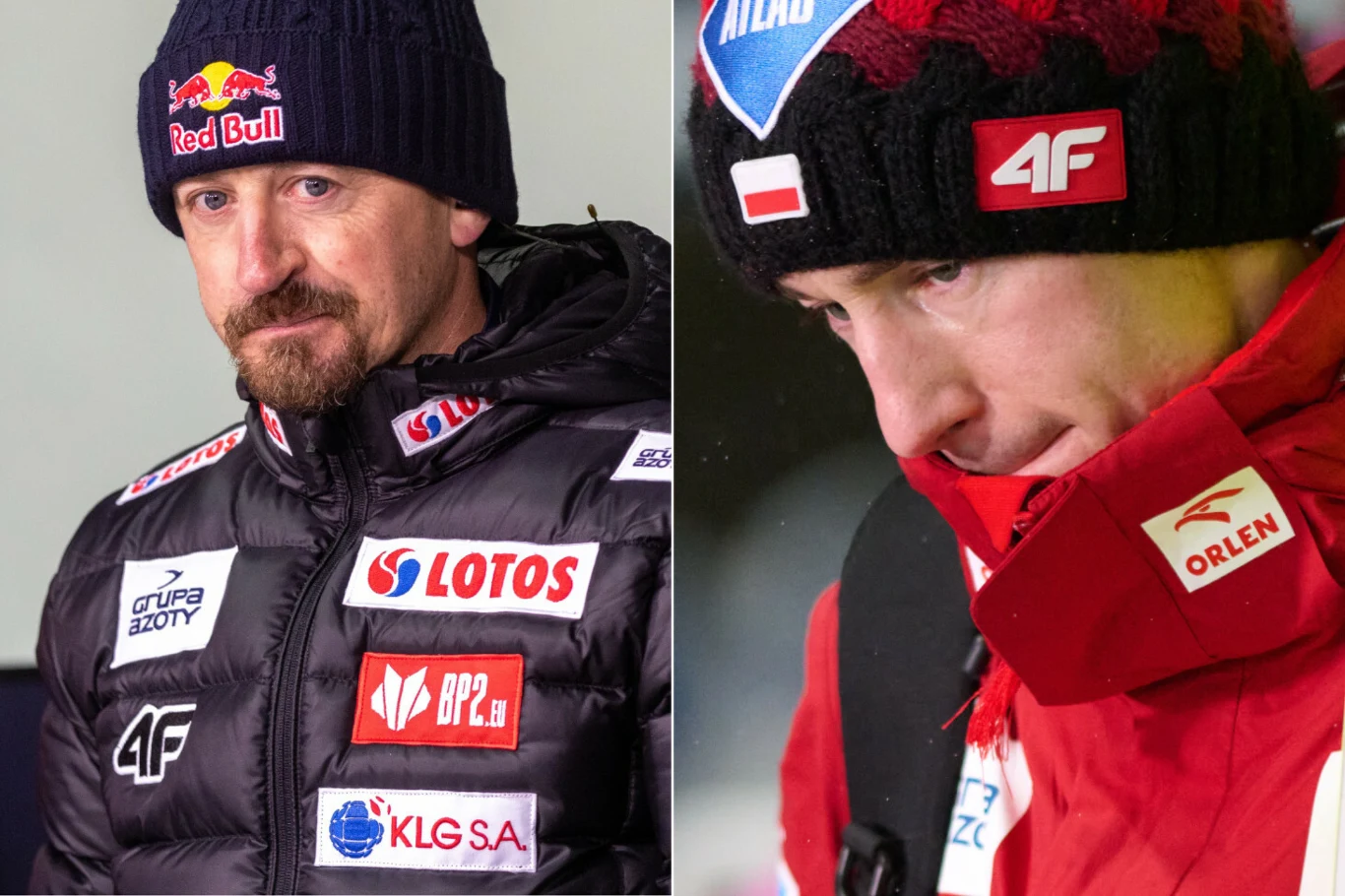 Skoki narciarskie. Prezes Polskiego Związku Narciarskiego Adam Małysz oraz nasz skoczek narciarski Kamil Stoch