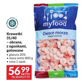 MyFood Owoce morza Krewetka biała obrana z ogonkiem 800 g niska cena