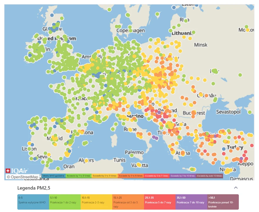 Jakość powietrza w miastach Europy Jakość powietrza w miastach Europy